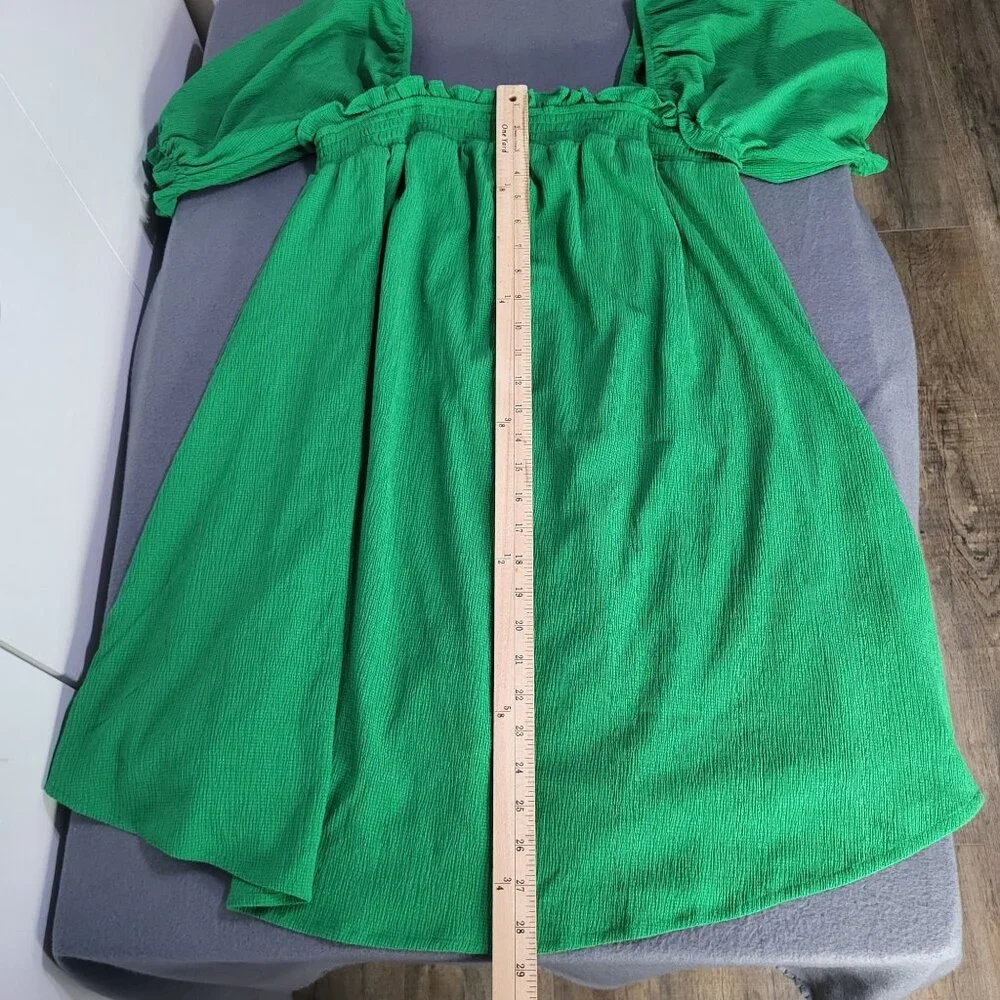 SUGARLIPS Womens LG Kelly Green Miss Sunshine Convertible Sleeve Babydoll Dress - Picture 9 of 12